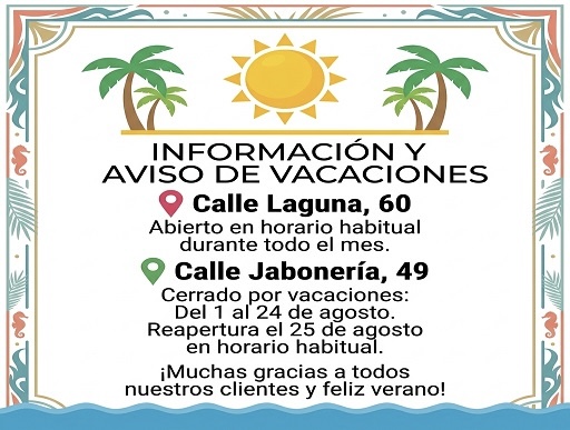 HORARIO DE VERANO EN NUESTRAS TIENDAS